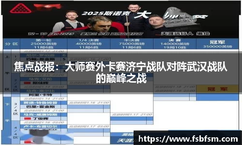 焦点战报：大师赛外卡赛济宁战队对阵武汉战队的巅峰之战